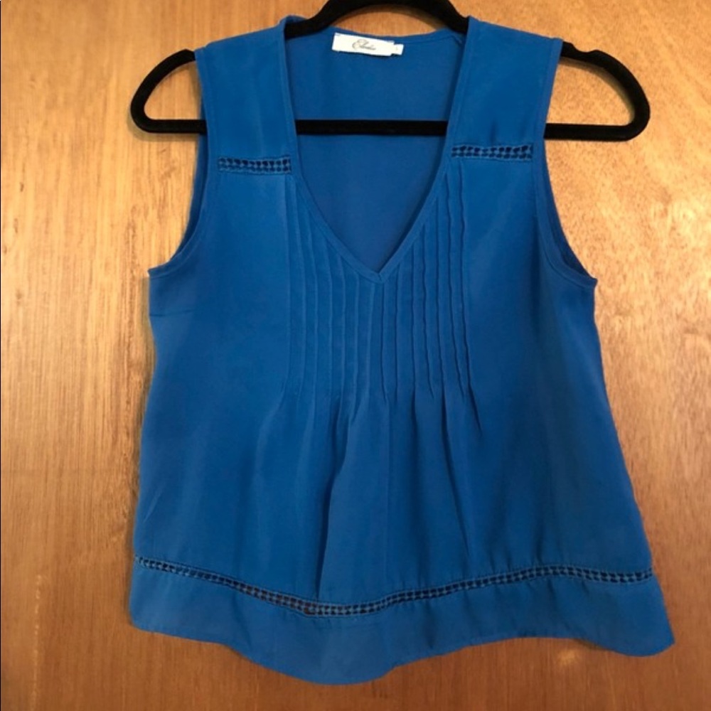 Blue silk tank top blouse